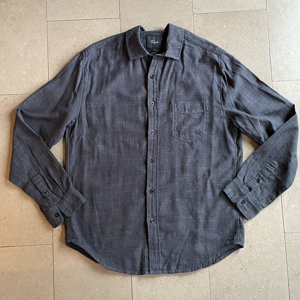 Luxury Rails Men's Wyatt Shirt in Black Chambray Cotton-Size Small